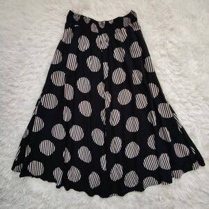 MASAI Copenhagen Black White Polka Dot Midi Skirt Smocked Waist Viscose Scandi L